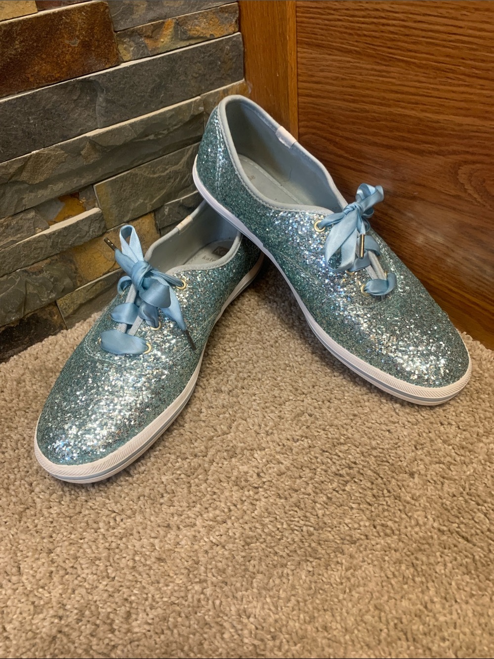 Keds Women's Sparkling Light Blue Glitter Sneakers homecoming formal 8.5